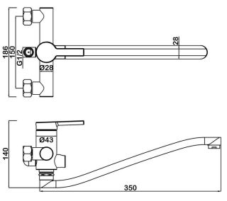 Смеситель для ванны Swedbe Diana 1055 хром