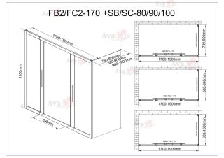 Душевой уголок AvaCan FB2 170-190 + SB90 MT чёрный
