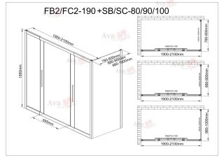 Душевой уголок AvaCan FB2 190-210 + SB90 чёрный