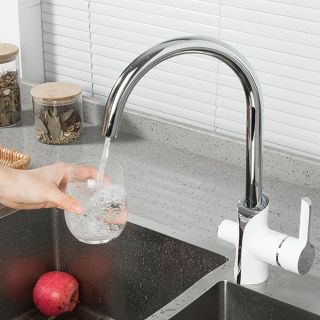 Смеситель для кухни Gappo G4303-8 с подключением к фильтру с питьевой водой белый/хром