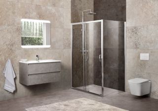 Душевой уголок прямоугольный, хром BelBagno UNIQUE-AH-1-100/115-80-C-Cr