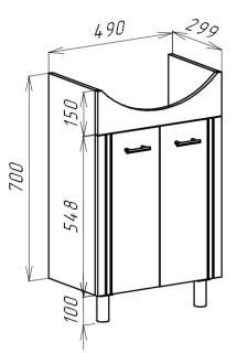 Тумба под раковину Bellezza Уют 50см бежевый 00000002064