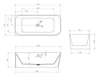 Ванна из искусственного камня ABBER Stein AS9621-1.7 L левая 170x75см белый матовый