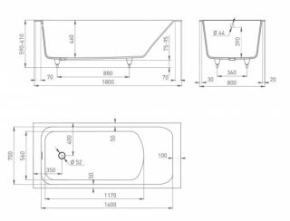 Ванна из искусственного камня Salini Orlanda S-Sense 102012M 180x80см белый матовый