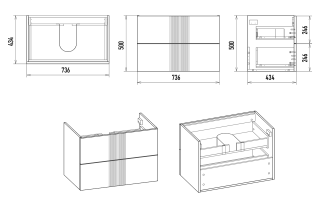 Подвесная тумба под раковину Brevita Vega VEG-09080-0102Я 80см белый/золото