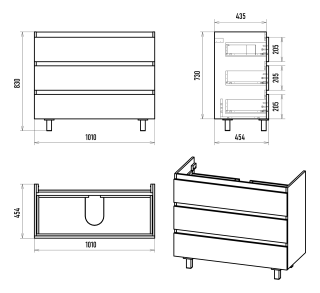 Напольная тумба под раковину Brevita Victory VIC-07105-50-03Я 105см серый шёлк
