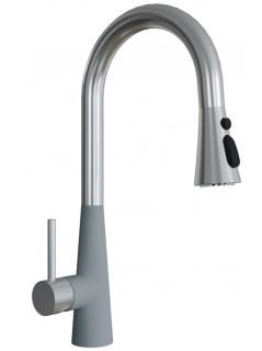 Смеситель для кухни Florentina Вита PRO с выдвижным изливом серый шёлк