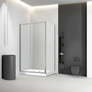 Душевой уголок Veconi Rovigo RV-046BС, 1500х900х1950, никель брашинг, стекло прозрачное