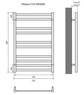 Водяной полотенцесушитель Aquatek Оберон AQ RO1080CH П10 50x80см хром