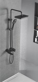 Душевая стойка Rose R1896H с термостатом чёрный матовый