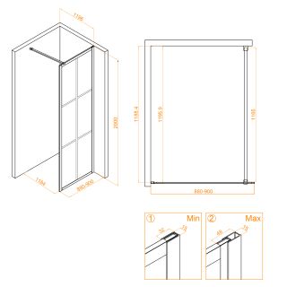 Душевая перегородка RGW WA-110Gb 351011009-16 90см брашированное золото
