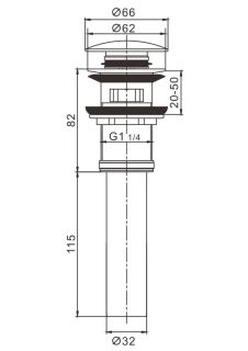 Донный клапан Rose RS12H чёрный