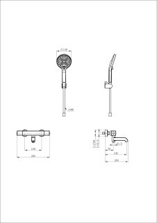 Смеситель для ванны с душем Wonzon & Woghand Stay 2 WW-B2016-A1-BGG с термостатом тёмный графит
