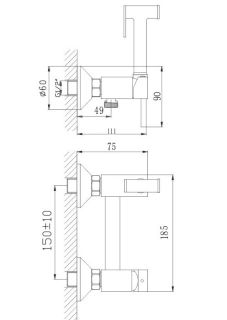 Гигиенический душ со смесителем Haiba HB5520 сталь