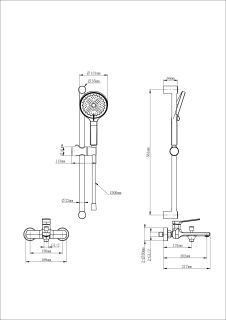 Смеситель для ванны с душевым гарнитуром Wonzon & Woghand WW-C2036-CR хром