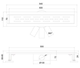 Душевой лоток РМС ТЛ-02-50х7 50см нержавеющая сталь
