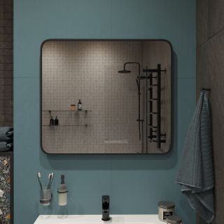 Зеркало DIWO Кострома 80 черное, с подсветкой, прямоугольное, инфракрасный выключатель