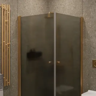 Душевой уголок на монопетле by Deonria U-90-89-6-GM-G 90x89см золото/графит матовый
