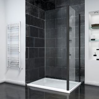 Боковая панель Veconi KP-14B, 1000x1950, черный матовый, прозрачное стекло